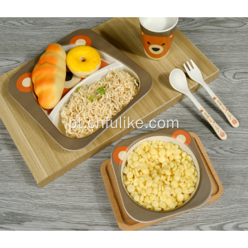 Eco-friendly 5 peças de bambu Kids Dinner Set